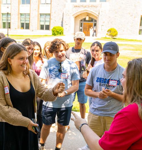 Image of students engaging during an orientation event.